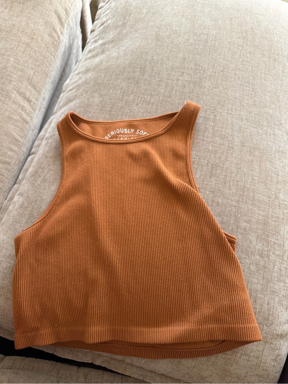 Aeropostale Ribbed Crop Tank — Burnt Orange
